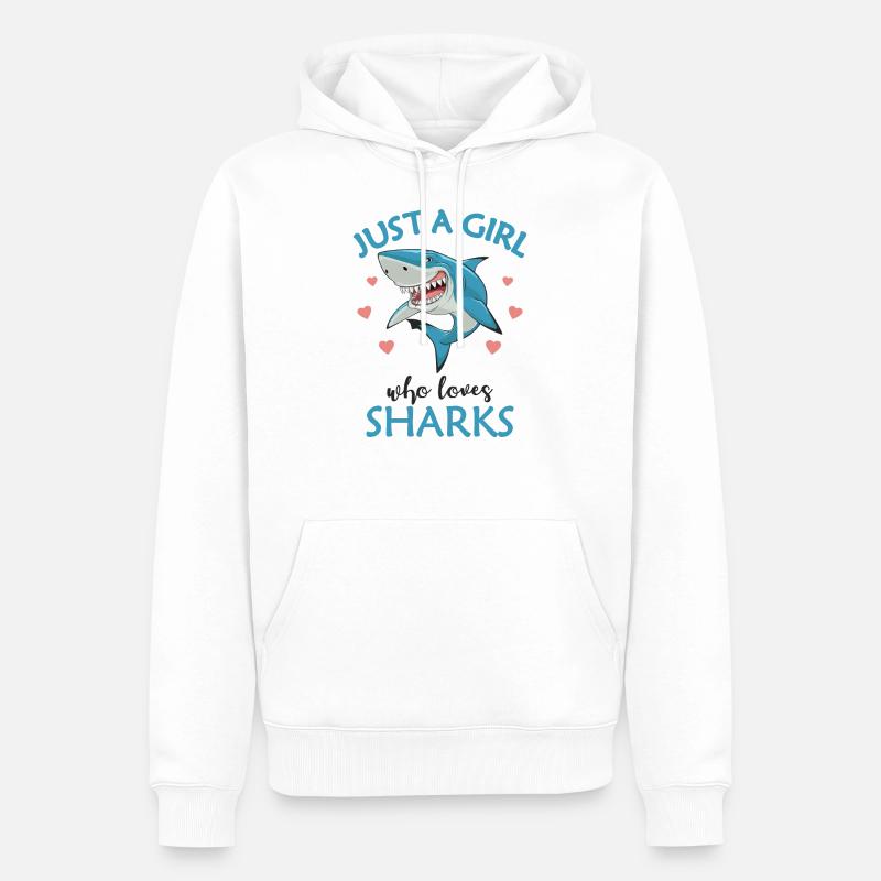 Requin - Sweat à capuche Premium bio Homme - blanc