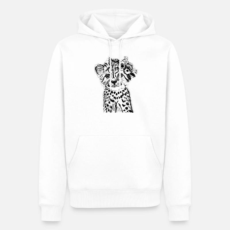 Guépard - Sweat à capuche Premium bio Homme - blanc