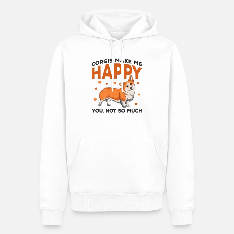 Corgi - Männer Premium Bio Hoodie - Weiß