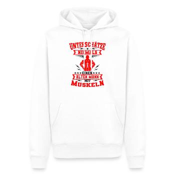 Bodybuilder - Männer Premium Bio Hoodie - Weiß - Vorne - Nico (187cm)