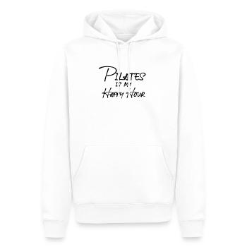 Pilates est mes happy hours - Sweat à capuche Premium bio Homme - blanc - Devant - Nico (187cm)