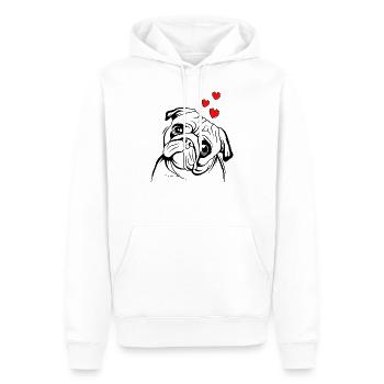 Mops - Männer Premium Bio Hoodie - Weiß - Vorne - Nico (187cm)