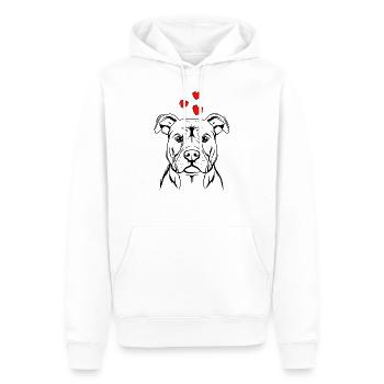 Staffordshire Bull Terrier - Sweat à capuche Premium bio Homme - blanc - Devant - Nico (187cm)