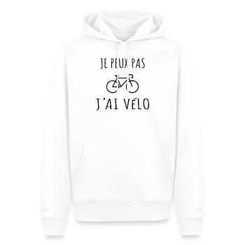 Je Peux Pas J'ai Vélo - Sweat à capuche Premium bio Homme - blanc - Devant - Nico (187cm)