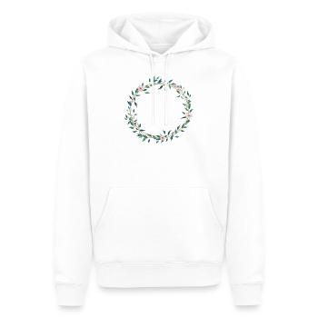 Flowers leaves wreath- customizable - Men’s Premium Organic Hoodie - white - Front - Nico (187cm)