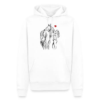 Cheval - Sweat à capuche Premium bio Homme - blanc - Devant - Nico (187cm)