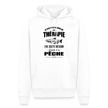 BESOIN D'ALLER À LA PÊCHE - Sweat à capuche Premium bio Homme - blanc - Devant - Nico (187cm)