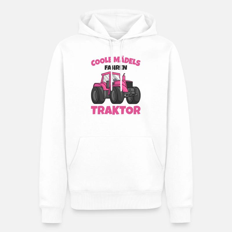 Traktor Mädchen - Männer Premium Bio Hoodie - Weiß