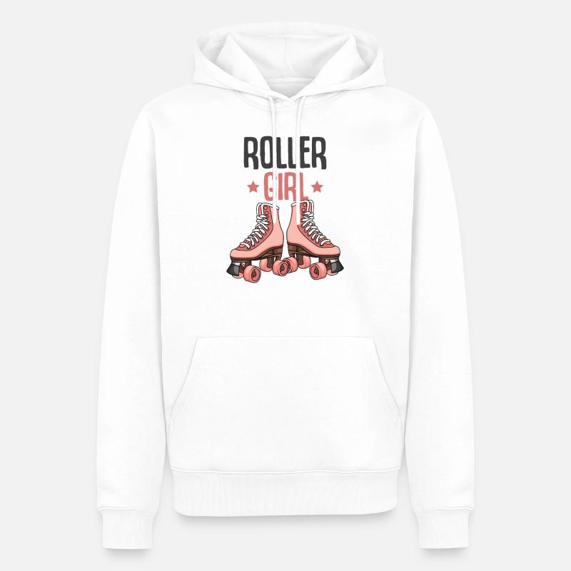 Rollschuh Mädchen - Männer Premium Bio Hoodie - Weiß