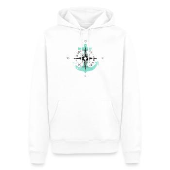 Boussole Ancre Boussole Maritime motif turquoise - Sweat à capuche Premium bio Homme - blanc - Devant - Nico (187cm)