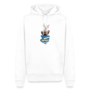 Cup of coffee bookworm t-shirt gift - Men’s Premium Organic Hoodie - white - Front - Nico (187cm)