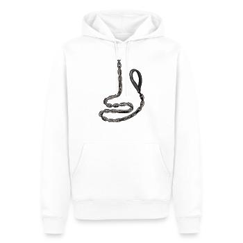 Halskette Halsband devot O-Ring Leine Sklave Sub - Männer Premium Bio Hoodie - Weiß - Vorne - Nico (187cm)
