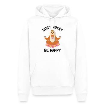 Don’t Hurry Be Happy Drôle De Fente à méditer - Sweat à capuche Premium bio Homme - blanc - Devant - Nico (187cm)