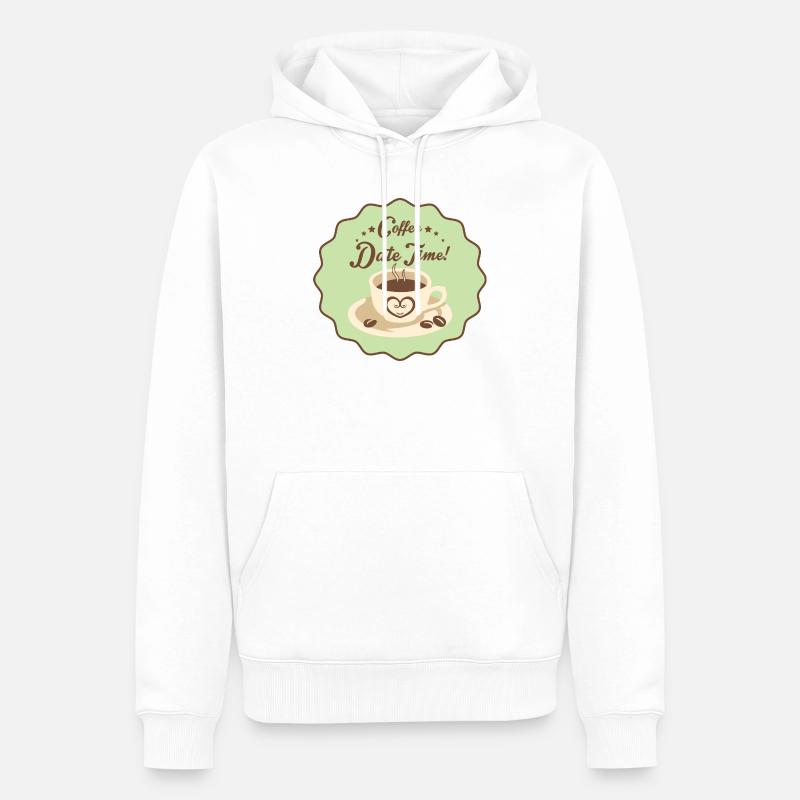 Date du café Heure - Sweat à capuche Premium bio Homme - blanc