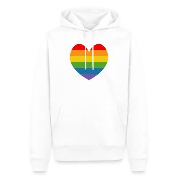 LGBT CSD TShirt Rainbow HEART - Sweat à capuche Premium bio Homme - blanc - Devant - Nico (187cm)