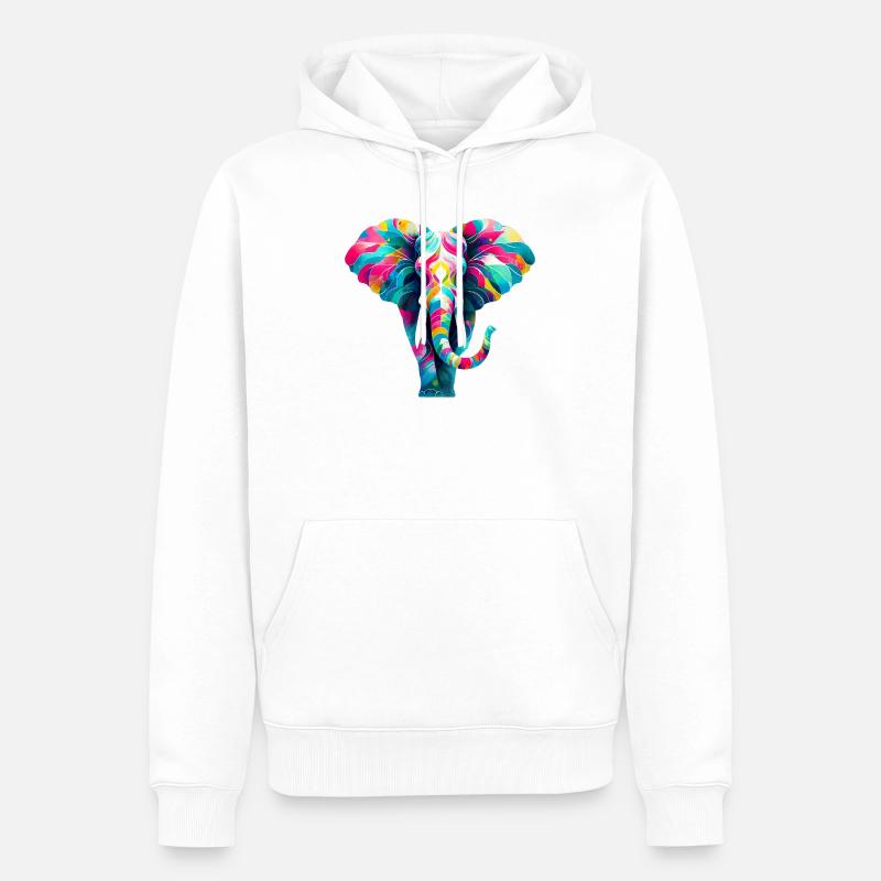 Éléphant - Sweat à capuche Premium bio Homme - blanc