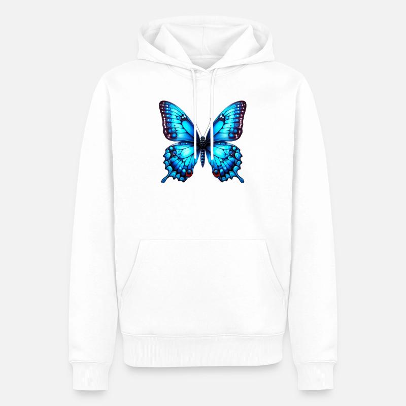 Papillon - Sweat à capuche Premium bio Homme - blanc