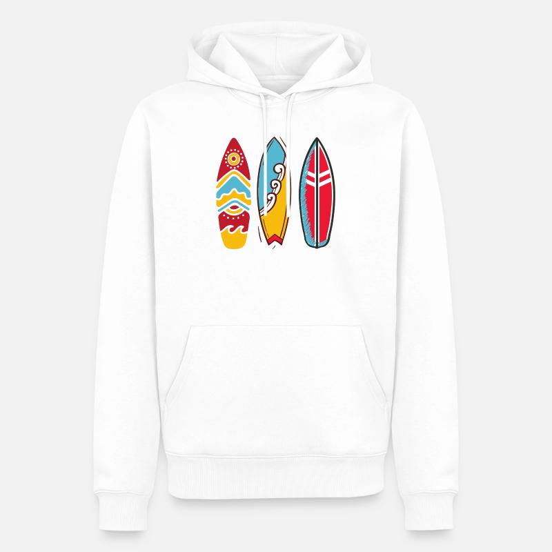 Trois planches surf pop art - Sweat à capuche Premium bio Homme - blanc