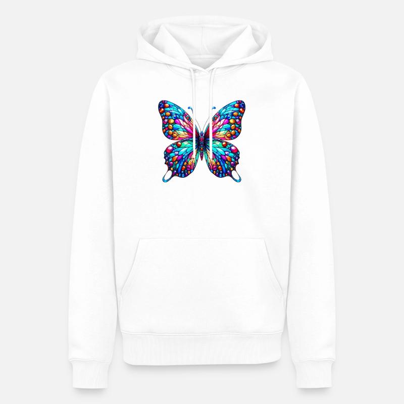 Papillon - Sweat à capuche Premium bio Homme - blanc