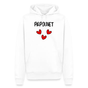 PAPOUNET. PAPA. FÊTE DES PÈRES. BONNE FÊTE PAPA - Sweat à capuche Premium bio Homme - blanc - Devant - Nico (187cm)