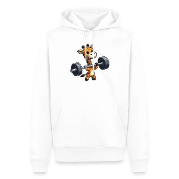 Giraffe Hantel Gewichtheber Fitness Humor - Männer Premium Bio Hoodie - Weiß - Vorne - Nico (187cm)
