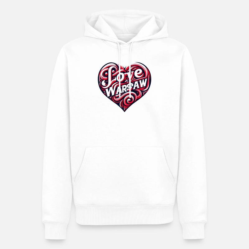 Varsovie, j’adore Varsovie - Sweat à capuche Premium bio Homme - blanc