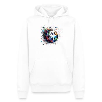 Motif de football dynamique coloré avec des reflets lumineux - Sweat à capuche Premium bio Homme - blanc - Devant - Nico (187cm)