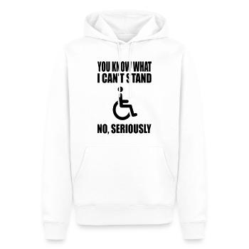 Vous savez ce que je ne supporte pas. Humour en fauteuil roulant * - Sweat à capuche Premium bio Homme - blanc - Devant - Nico (187cm)
