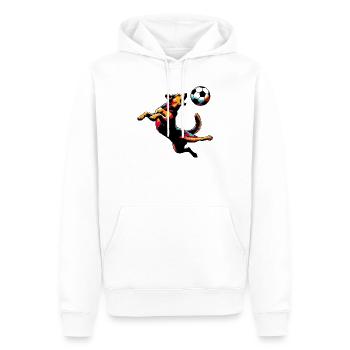 Hund spielt mit einem Fußball - Männer Premium Bio Hoodie - Weiß - Vorne - Nico (187cm)
