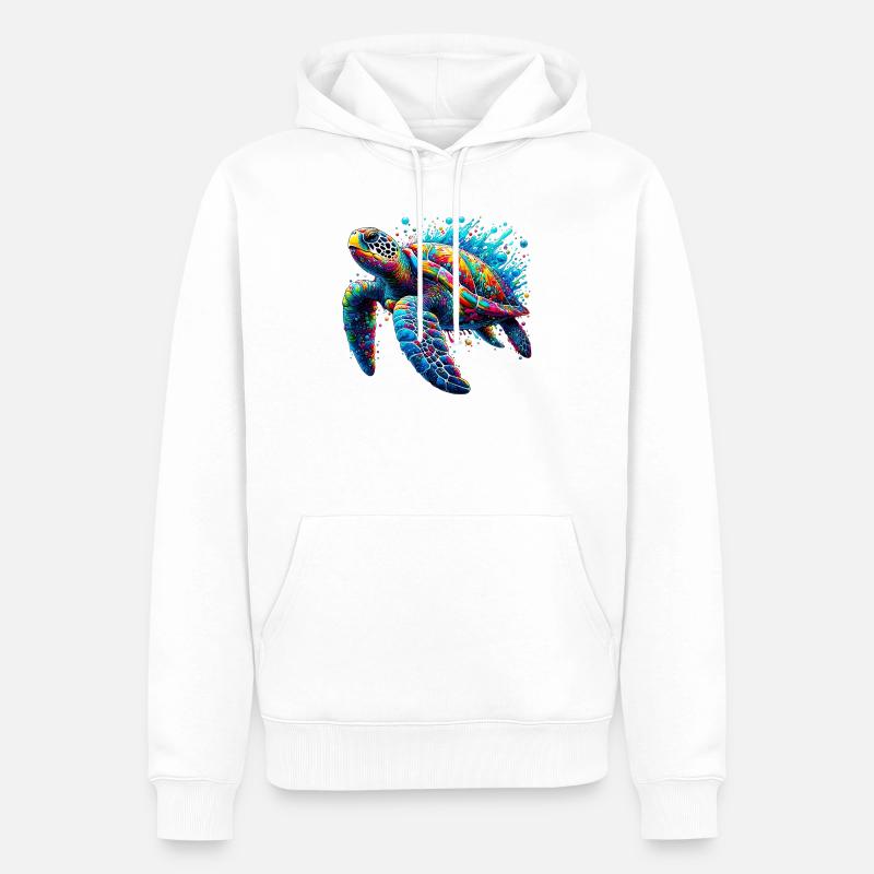 Tortue - Sweat à capuche Premium bio Homme - blanc