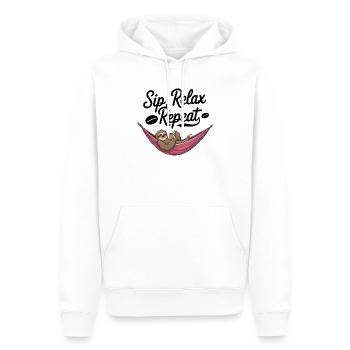Schlürfen, entspannen, wiederholen - Männer Premium Bio Hoodie - Weiß - Vorne - Nico (187cm)