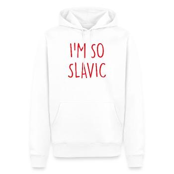 JE SUIS TELLEMENT SLAVE SLAVE Slave - Sweat à capuche Premium bio Homme - blanc - Devant - Nico (187cm)