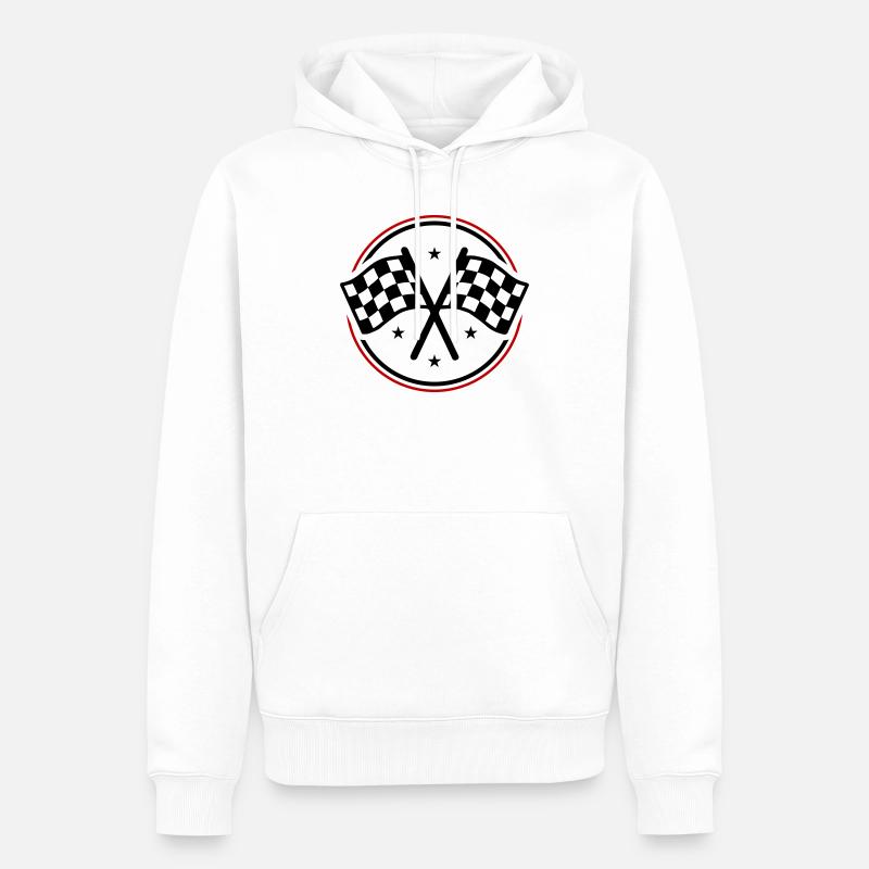Drapeau de course à damier - Sweat à capuche Premium bio Homme - blanc