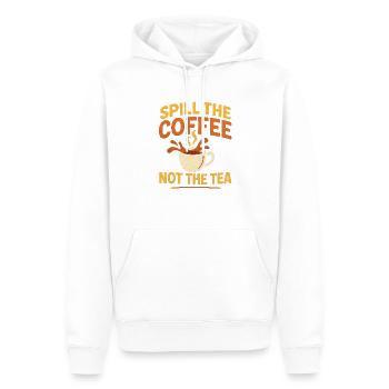 spill the coffee not the tea - Männer Premium Bio Hoodie - Weiß - Vorne - Nico (187cm)