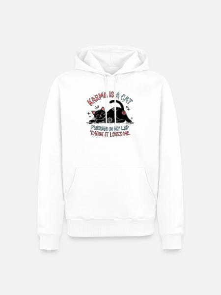 Karma ist eine Katze – Peaceful Cat Design - Männer Premium Bio Hoodie - Weiß