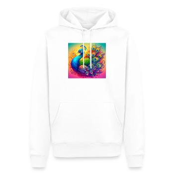Pfau - Männer Premium Bio Hoodie - Weiß - Vorne - Nico (187cm)