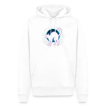 Neonkatze auf Mondkreis - Männer Premium Bio Hoodie - Weiß - Vorne - Nico (187cm)