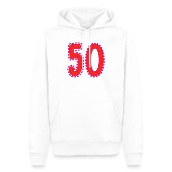 50. 50 JAHRE. 50-JÄHRIGES JUBILÄUM. 50-JÄHRIGES JUBILÄUM. - Männer Premium Bio Hoodie - Weiß - Vorne - Nico (187cm)