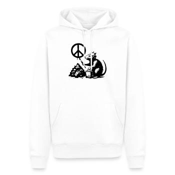 Un rat appelle à la paix - Sweat à capuche Premium bio Homme - blanc - Devant - Nico (187cm)