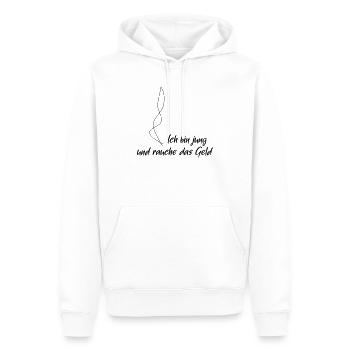 Ich bin jung - Männer Premium Bio Hoodie - Weiß - Vorne - Nico (187cm)