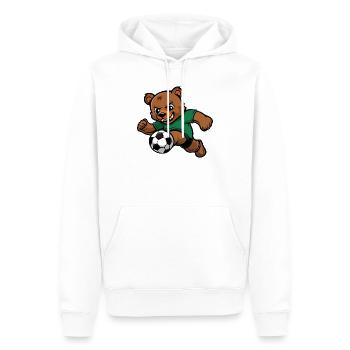 Bär Fußball - Männer Premium Bio Hoodie - Weiß - Vorne - Nico (187cm)
