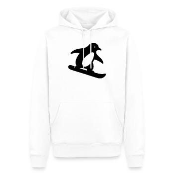Escapade hivernale minimaliste en snowboard pingouin - Sweat à capuche Premium bio Homme - blanc - Devant - Nico (187cm)
