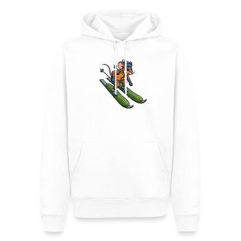 Escapade hivernale Skieur Souris Rat Skieur Concombre Escapade d’hiver - Sweat à capuche Premium bio Homme - blanc - Devant - Nico (187cm)