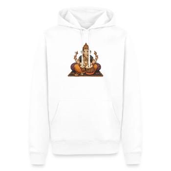 Ganesha Tabla - Sweat à capuche Premium bio Homme - blanc - Devant - Nico (187cm)