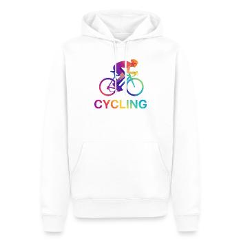 Design vibrant de cyclistes arc-en-ciel - Sweat à capuche Premium bio Homme - blanc - Devant - Nico (187cm)