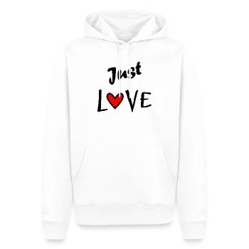 NUR LIEBE. LIEBE. ICH LIEBE DICH. HERZ. ALLES GUTE ZUM GEBURTSTAG. - Männer Premium Bio Hoodie - Weiß - Vorne - Nico (187cm)