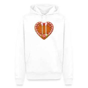 Lebkuchenherz Motiv zum Selbstbeschriften - Männer Premium Bio Hoodie - Weiß - Vorne - Nico (187cm)