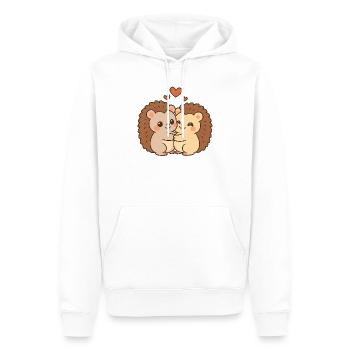 Valentinstag Herz Igel Paar - Männer Premium Bio Hoodie - Weiß - Vorne - Nico (187cm)
