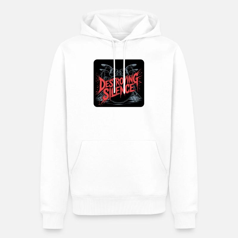 Batterie Conception du set de batterie - Sweat à capuche Premium bio Homme - blanc
