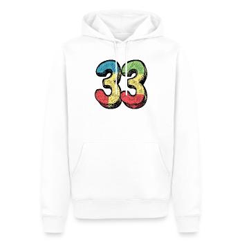 33 Number Colorful - Herre Premium økologisk hoodie - hvid - Foran - Nico (187cm)